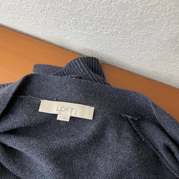 LOFT bell sleeve tie cuff open front cardigan gray sz M - Picture 3 of 6